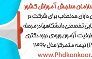 داوطلبان داراي حدنصاب براي شركت در مراحل ارزيابي تخصصي دانشگاهها در مرحله تكميل ظرفيت آزمون ورودي دوره دكتري (Ph.D) نيمه متمركز سال 1396